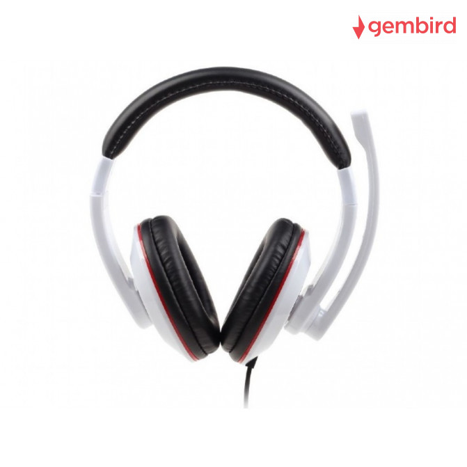 Наушники Gembird MHS-001-GW с микрофоном и регулятором громкости, Glossy White