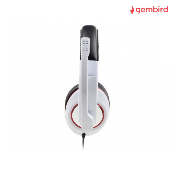 Наушники Gembird MHS-001-GW с микрофоном и регулятором громкости, Glossy White