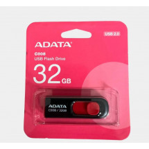 USB Flash 32GB USB2.0 Flash Drive ADATA "C008", Black-Red, Plastic, Slider (R/W:18/10MB/s)