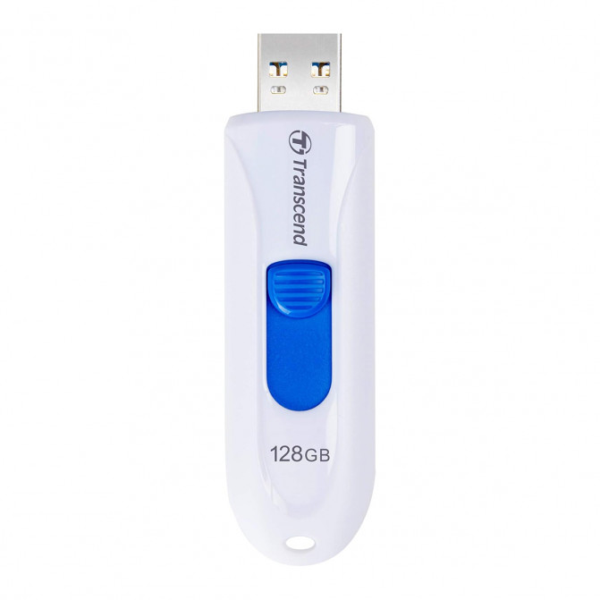 USB Флэш 128GB USB3.1 Flash Drive Transcend "JetFlash  790", White-Blue, Slider (R/W:90/40MB/s)