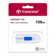 USB Флэш 128GB USB3.1 Flash Drive Transcend "JetFlash  790", White-Blue, Slider (R/W:90/40MB/s)