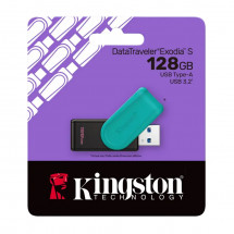 USB Флэш 128GB USB3.2 Flash Drive Kingston DataTraveler Exodia S (DTXS/128GB), Black + Turquoise, Plastic, Slider Cap