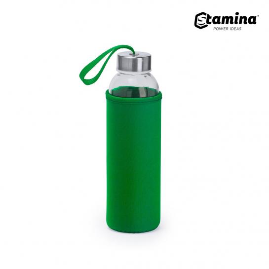 Bidon CAMU 4040 de sticlă de 500 ml și husă verde cu bandă agățătoare pentru transport