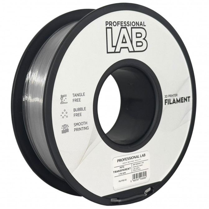 Filament pentru imprimanta 3D ProfLab  FG-P32-E1, PETG, Transparent, 1.75 mm, 1kg