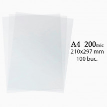Copertine PVC pentru legare A4, transparente, 200 microni, grosime 0,3 mm