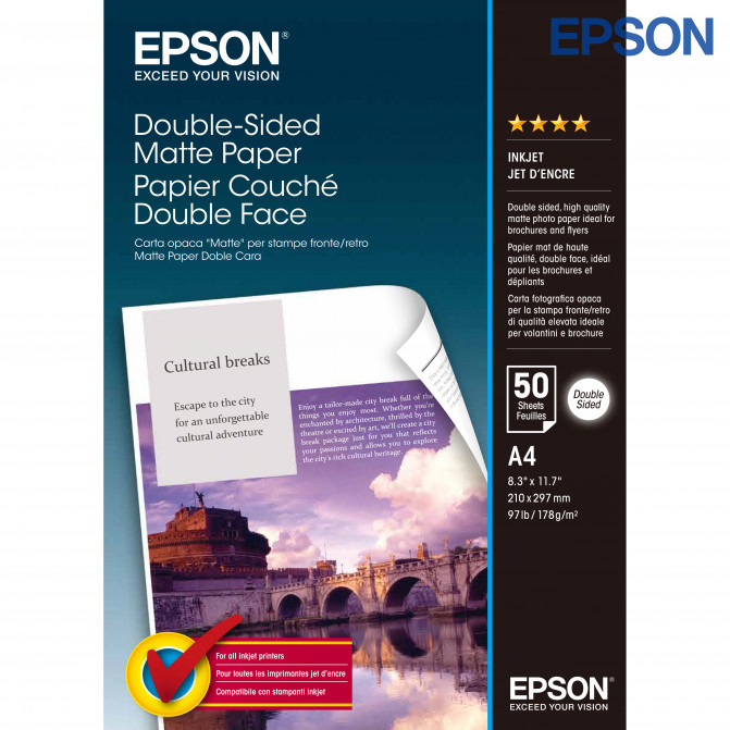 Hârtie foto A4 178 gr Double-Sided Matte 50 foi Epson C13S041569