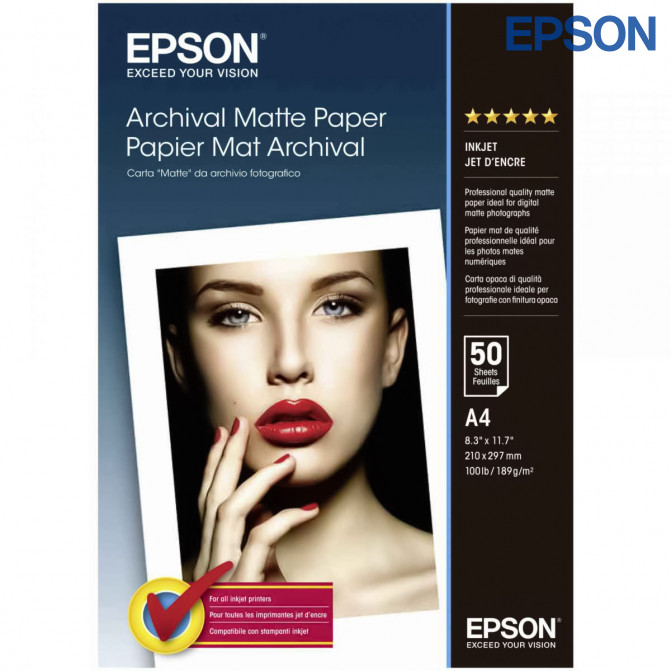 Фотобумага A4 189 гр 50 листов Epson Archival Matte C13S041342