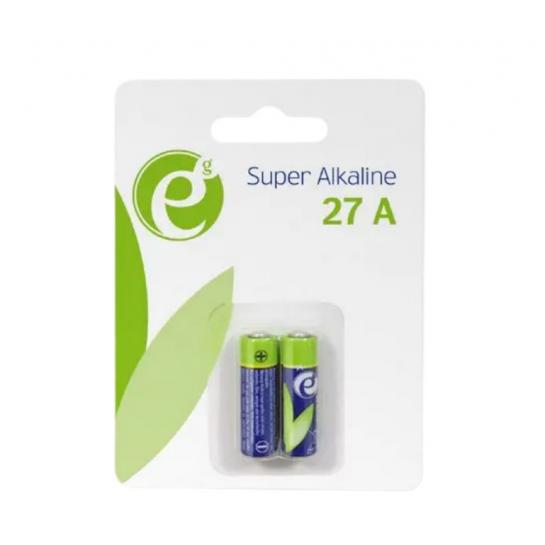Батарейки Energenie Alkaline 27A "EG-BA-27A-01" 12V Blister*2, (LRV08, 8LR23), Dim. mm7.7, height 27.6