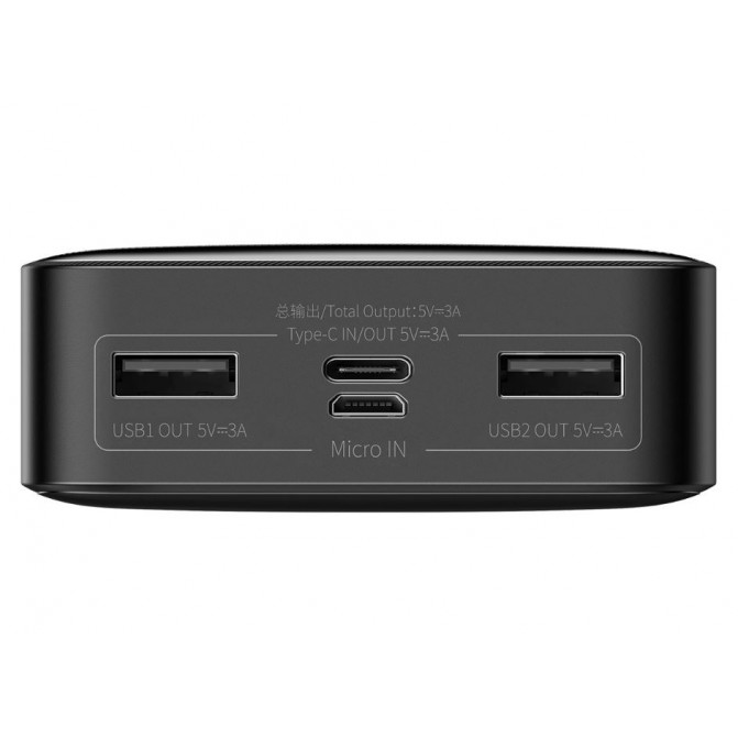 Повербанк 20000mAh - Baseus Bipow, PD 15W, 1xUSB-C, 2xUSB-A, Input: USB-C, Micro USB, LED Display, Micro USB cable 0.25m black, PPBD050101