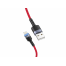 Кабель USB - Lightning, cu LED, Nylon, 3A, 1.2m, Tellur Red  TLL155354
