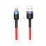 Cablu USB - Lightning, cu LED, Nylon, 3A, 1.2m, Tellur Red  TLL155354