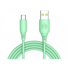 Cablu din silicon Tellur USB to Type-C, 3A, 1m, green