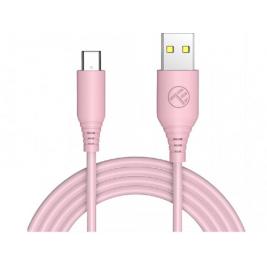 Cablu din silicon Tellur USB to Type-C, 3A, 1m, pink