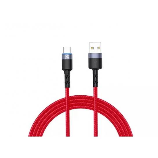 Cablu USB - Type-C, cu LED, 3A, 1.2m, Tellur Red  TLL155334