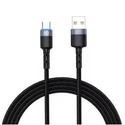 Кабель USB - Type-C, cu LED, Nylon, 2m, Tellur Black  TLL155314