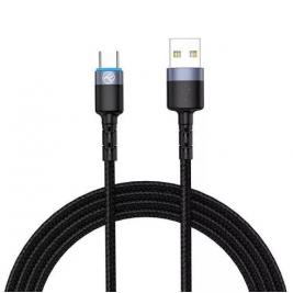 Cablu USB - Type-C, cu LED, Nylon, 2m, Tellur Black  TLL155314