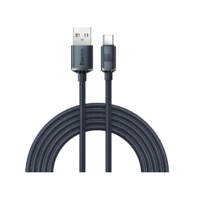 Кабель USB - Type-C, Braided, 100W, 2m, Baseus Crystal Shine Black  CAJY000501