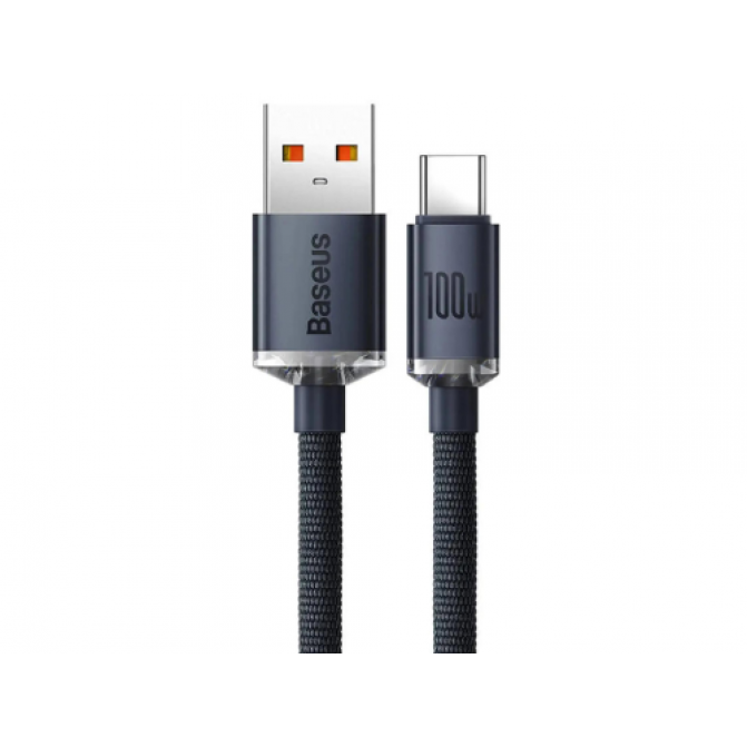 Кабель USB - Type-C, Braided, 100W, 2m, Baseus Crystal Shine Black  CAJY000501