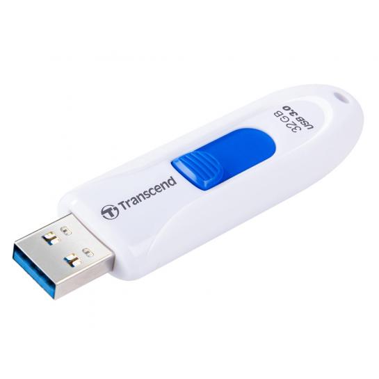 32GB USB3.0 Flash Drive Transcend "JetFlash 790", White, Capless (R/W:90/25MB/s)
