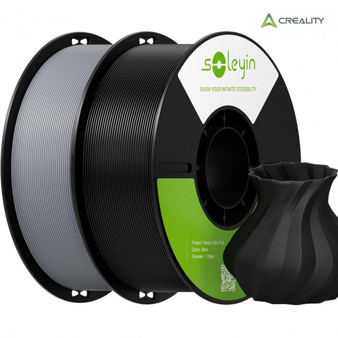 Филамент PLA 2кг Black and Gray, Creality, Soleyin Ultra, для 3D-принтера