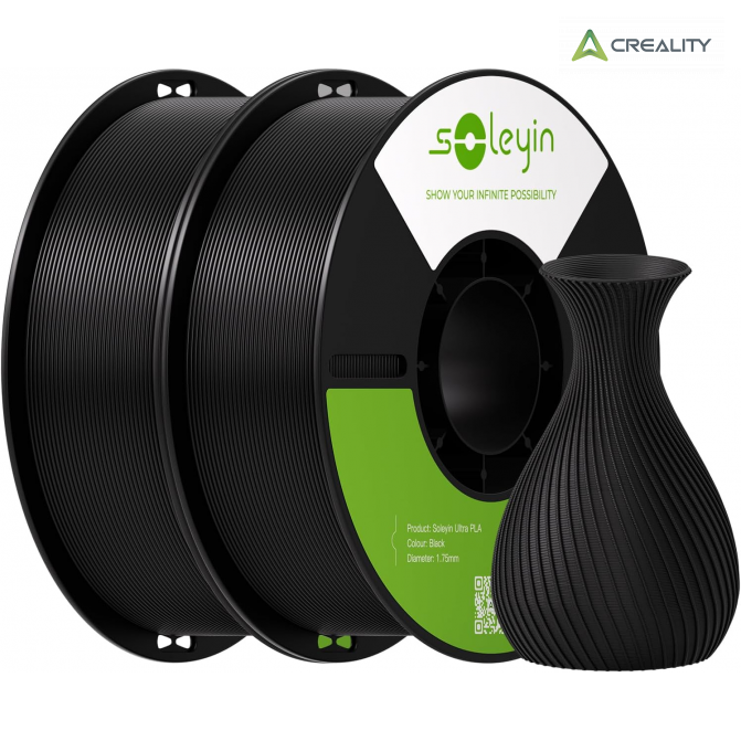 Филамент PLA 2кг Black, Creality, Soleyin Ultra, для 3D-принтера