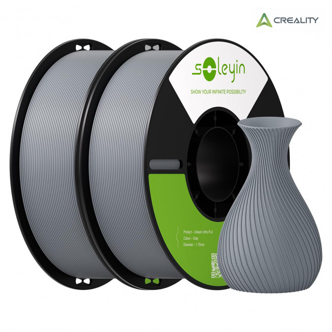 Филамент PLA Gray, Creality, Soleyin Ultra, 2кг для 3D-принтера