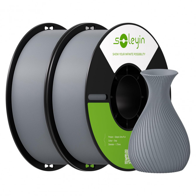 Филамент для 3D-принтера PLA, Creality Soleyin Ultra, Gray, 1.75 мм, 2кг