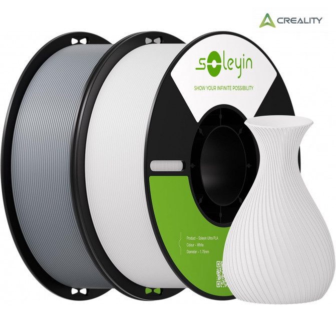 Филамент PLA 2кг White and Gray, Creality, Soleyin Ultra, для 3D-принтера
