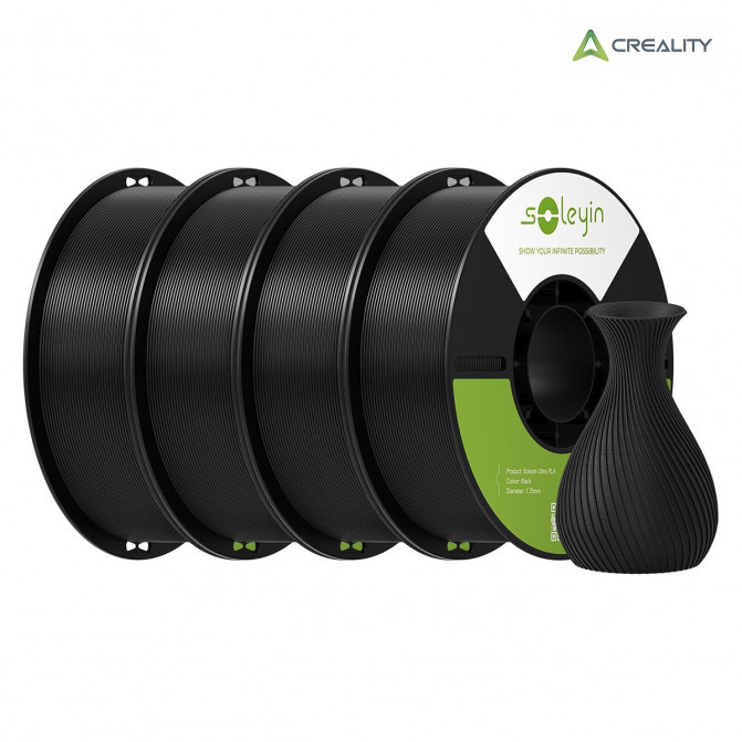 Filament pentru imprimanta 3D Creality Soleyin Ultra, PLA, set: 4xBlack, 1.75 мм, 4кг