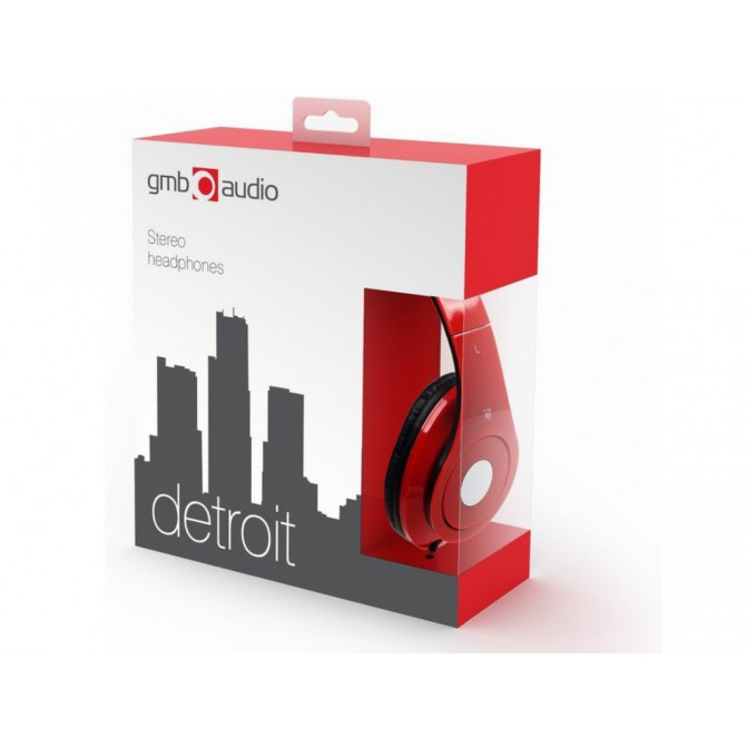 Наушники Gembird MHS-DTW-R  "Detroit", с микрофоном, Red