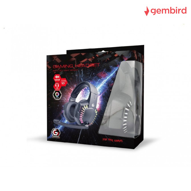 Наушники Gembird GHS-06, игровые с микрофоном RGB rainbow LED light