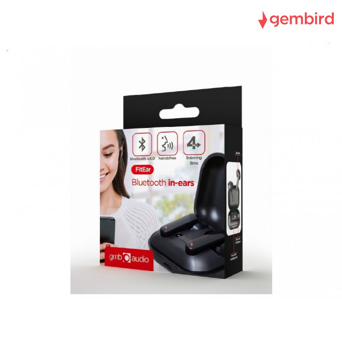 Наушники беспроводные Gembird FitEar-X100B, Bluetooth TWS in-ears FitEar, black