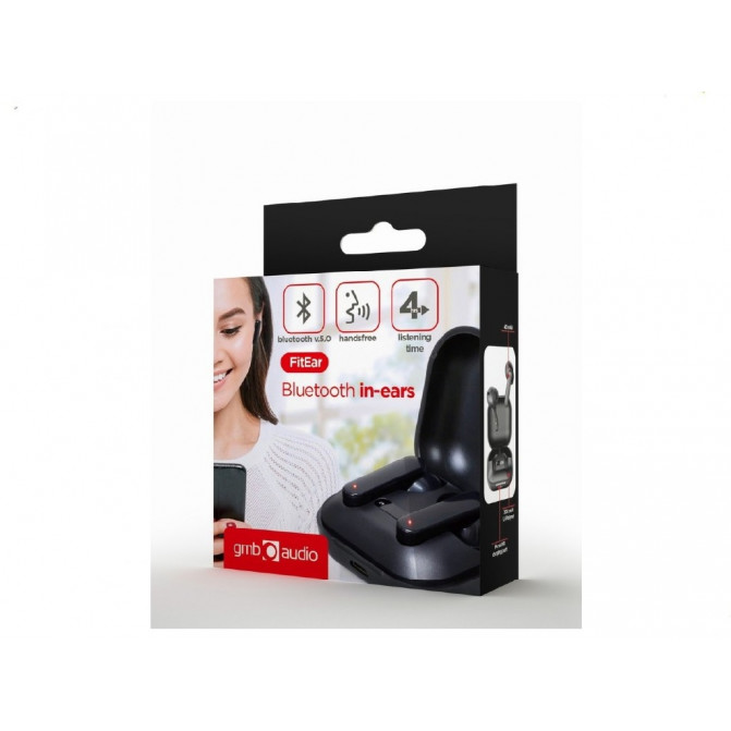 Наушники беспроводные Gembird FitEar-X100B, Bluetooth TWS in-ears FitEar, black