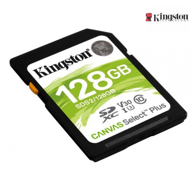 Card de Memorie 128GB SD Class10 UHS-I U1 (V10)  Kingston Canvas Select Plus, Read: 100MB/s. Write: 85MB/s