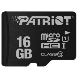 Карта памяти 16GB microSD Class10 U1 UHS-I + SD adapter  Patriot LX Series microSD, Up to 80MB/s