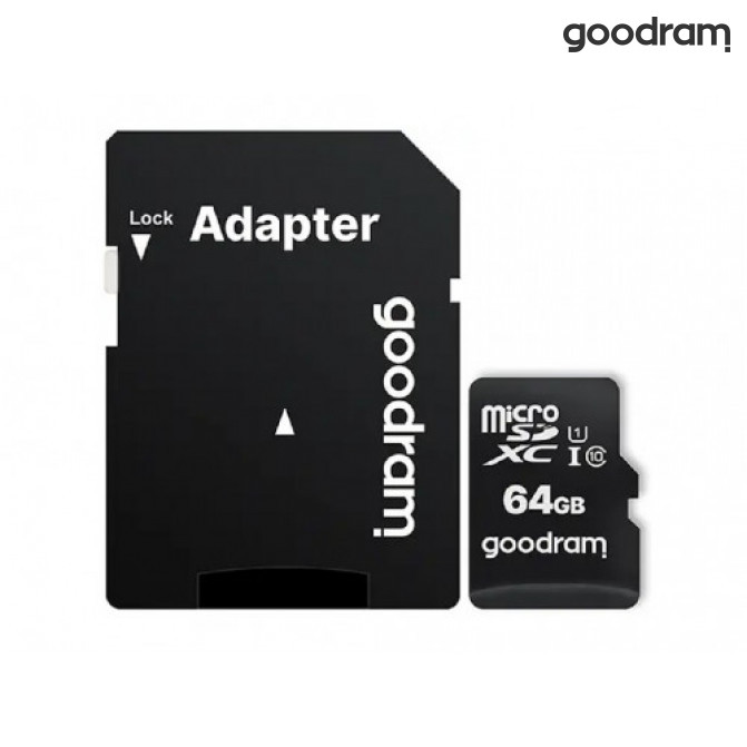Card de Memorie 64GB microSD Class10 U1 UHS-I + SD adapter  Goodram M1AA, 600x, Up to: 90MB/s