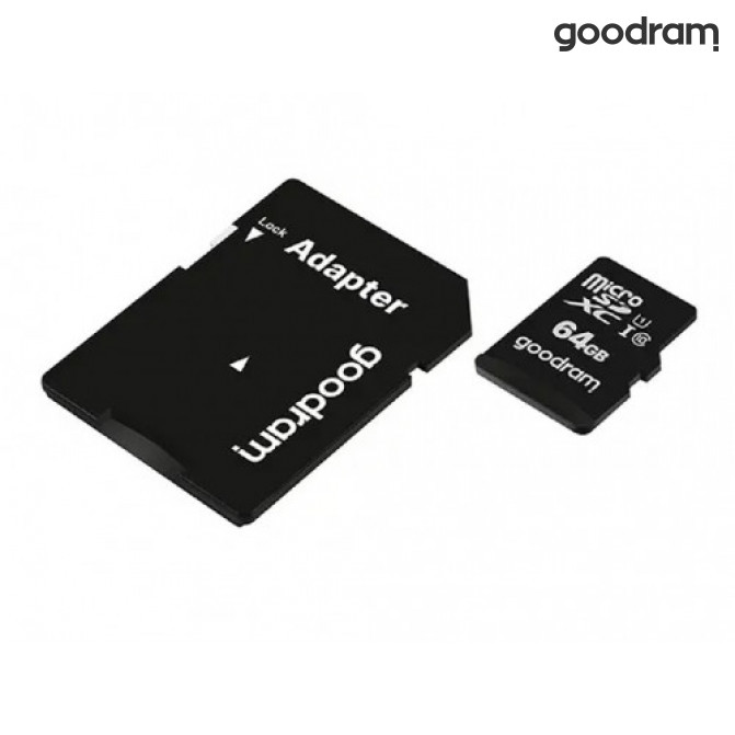 Card de Memorie 64GB microSD Class10 U1 UHS-I + SD adapter  Goodram M1AA, 600x, Up to: 90MB/s