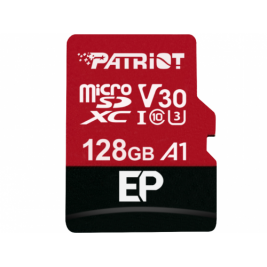 Карта памяти 128GB microSD Class10 UHS-I A1 (V30) + SD adapter  Patriot LX Series microSD, Read: 90Mb/s, Write: 80Mb/s