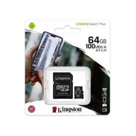 Карта памяти 64GB microSD Class10 A1 UHS-I  Kingston Canvas Select Plus, 600x, Up to: 100MB/s