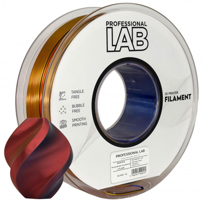 Филамент для 3D-принтера Silk PLA, FG-P107-E1 ProfLab, Red-Yellow-Blue, 1.75 мм, 1кг