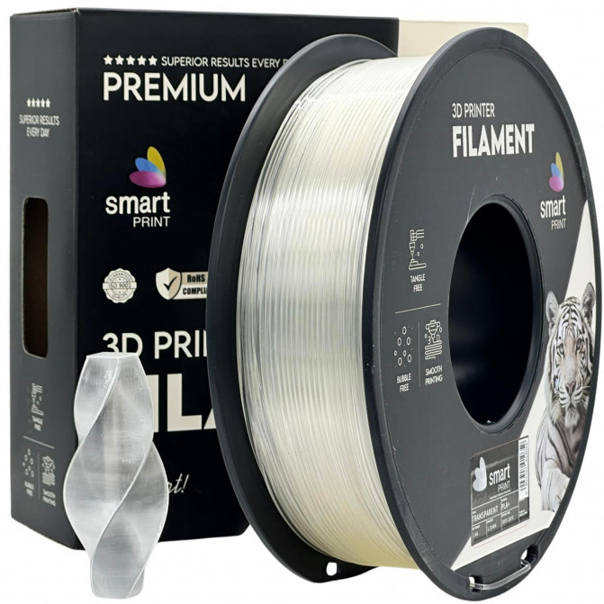 Филамент для 3D-принтера PLA+, FG-S51-E1 Smart Print, Transparent, 1.75 мм, 1кг