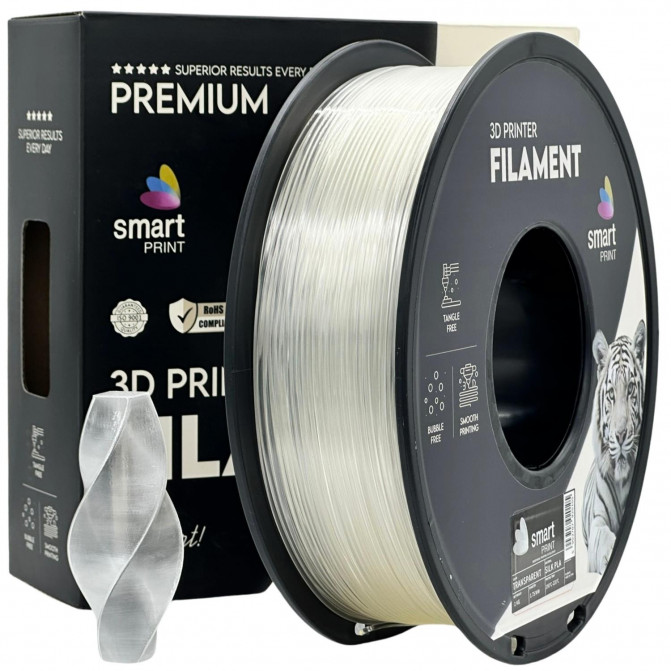 Филамент для 3D-принтера Silk PLA, FG-S96-E1 Smart Print, Transparent, 1.75 мм, 1кг