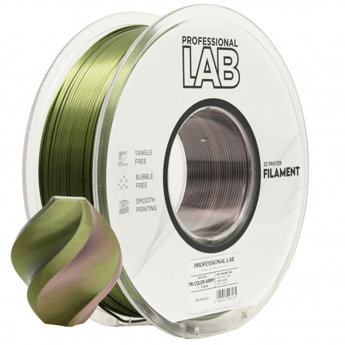 Филамент для 3D-принтера Silk PLA, FG-P183-E1 ProfLab, Tri Color Army, 1.75 мм, 1кг