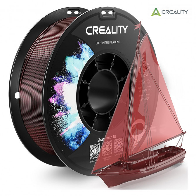 Filament PETG Transparent Wine Red, Creality, CR-PETG, 1kg pentru imprimanta 3D