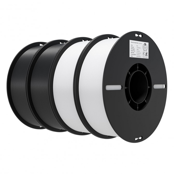 Филамент для 3D-принтера PLA, Creality, EN-PLA, набор: 2xBlack + 2xWhite, 1.75 мм, 4кг