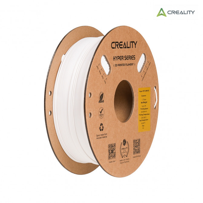 Филамент PETG White, Creality, Hyper, 1кг для 3D-принтера