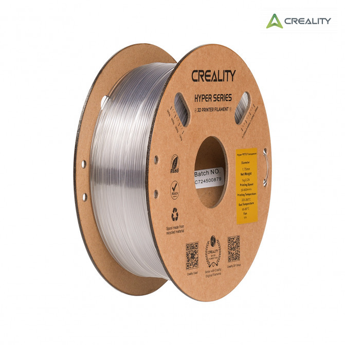 Filament PETG Transparent, Creality, Hyper, 1kg pentru imprimanta 3D