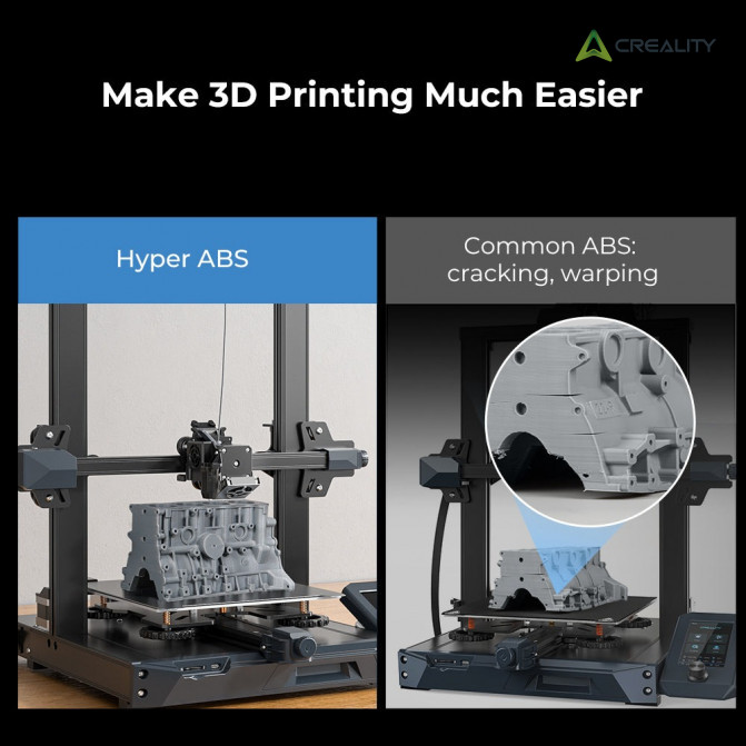 Филамент ABS Black, Creality, Hyper, 1кг для 3D-принтера