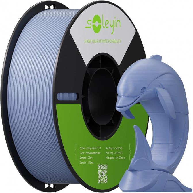 Филамент для 3D-принтера Creality Soleyin Basic, PETG, Snow Mountain Blue, 1.75 мм, 1кг