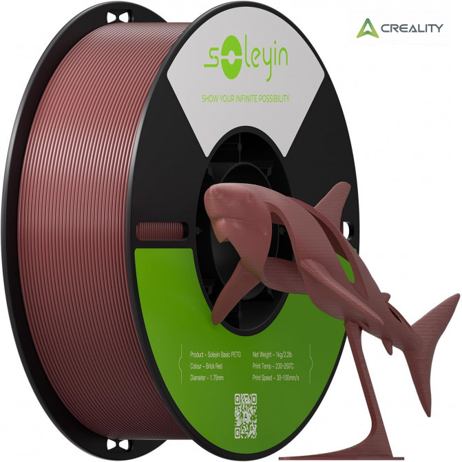 Filament PETG Brick Red, Creality, Soleyin Basic, 1kg pentru imprimanta 3D